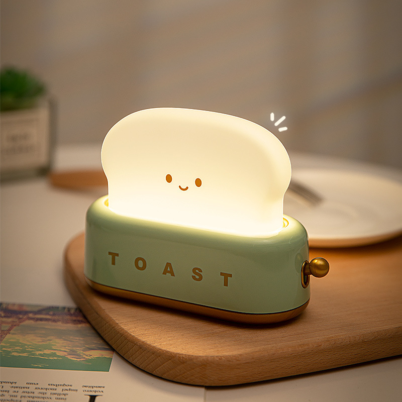 Bread machine night light LED warm light bedroom bedside USB rechargeable dimming lighting desk lamp timing sleep companion lamp
