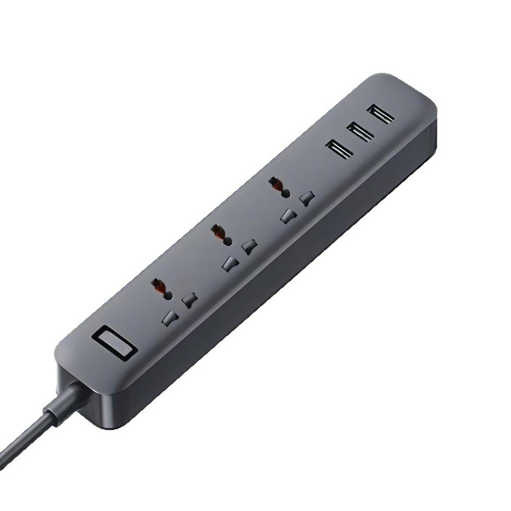 All black new multi-port USB fast charging extension cord universal international socket mobile phone charging extension power strip