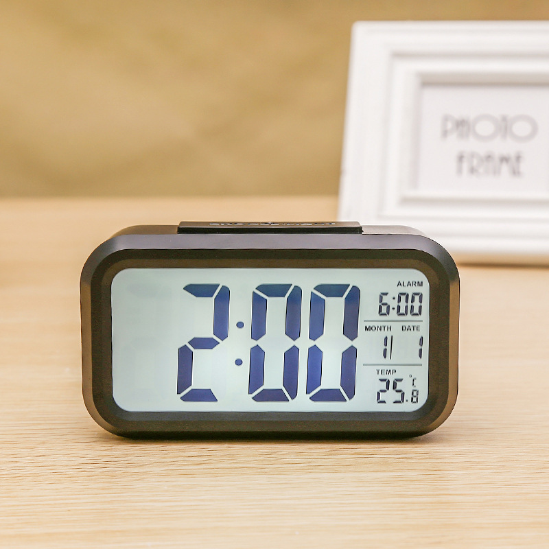 Smart Clock Alarm Clock Large Screen Ultra-Silent LED Electronic Clock Light Sensing Night Light Clock with Temperature