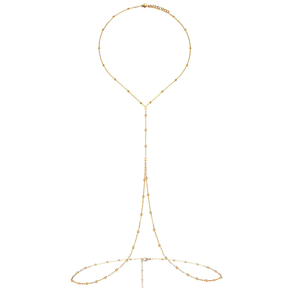 Sexy stainless steel 18K gold bead chain waist chain, beach bikini chest chain body chain