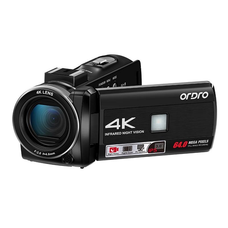 Ordro Z36 HD 4K Digital Camcorder with External Hot Shoe Accessories Microphone Fill Light