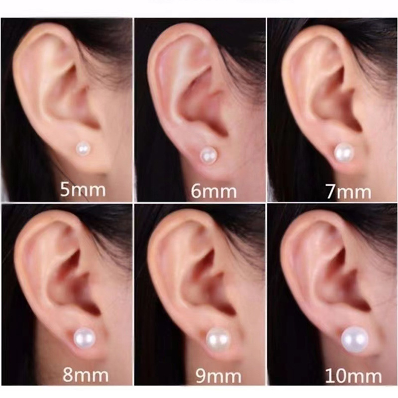 S925 Sterling Silver Natural Freshwater Pearl Ear Studs Ear Hole Nurturing Small Simple Summer Plain Stud Earrings for Women