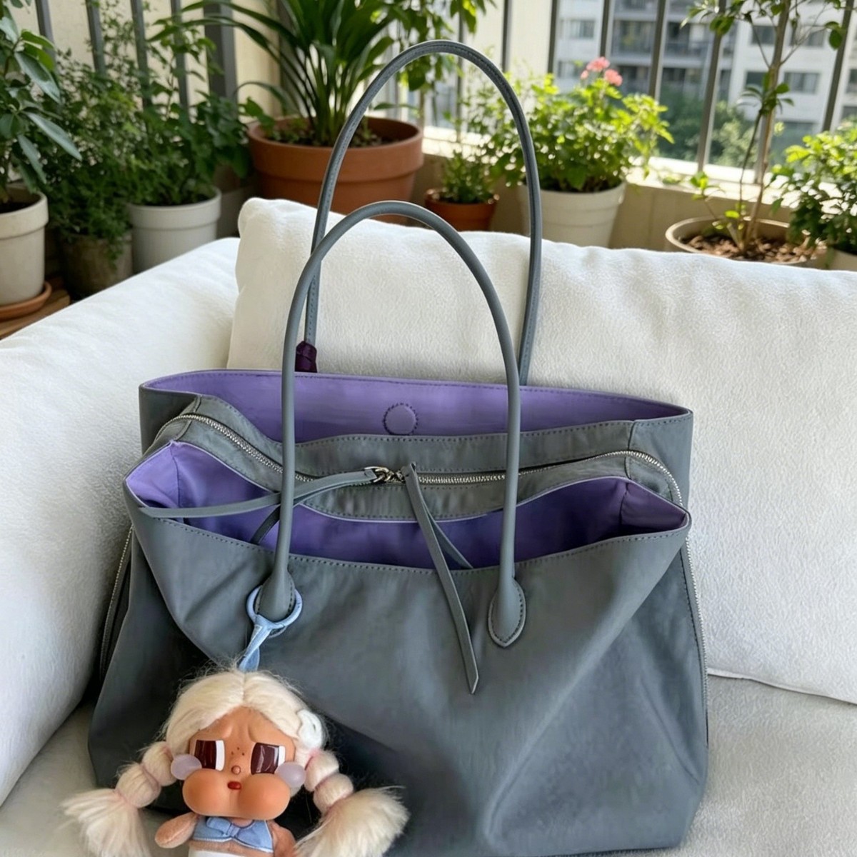 2026 Spring/Summer New Niche Contrast Lightweight Travel Nylon Tote Bag Multi-Compartment Large Capacity Single Shoulder Bag Women