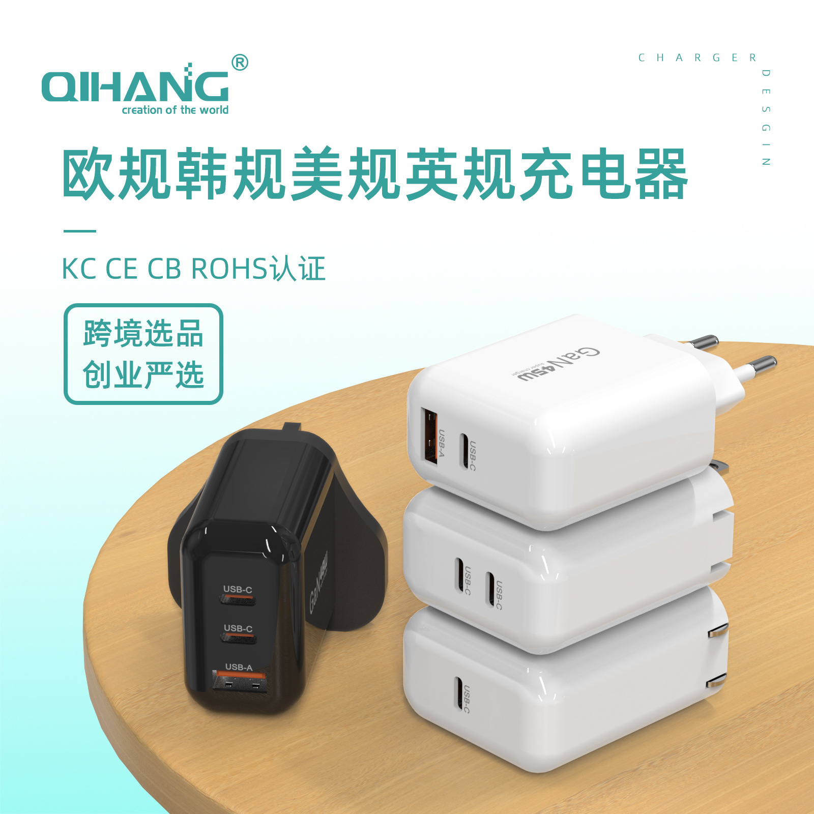 PD45W GaN Charger European Standard Fast Charging CE/ROHS Compatible with Apple iPhone Fast Charging Head