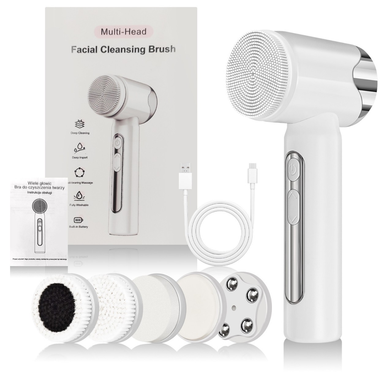 New household multi-face electric facial cleansing brush deep pore cleaning massage silicone facial cleansing brush