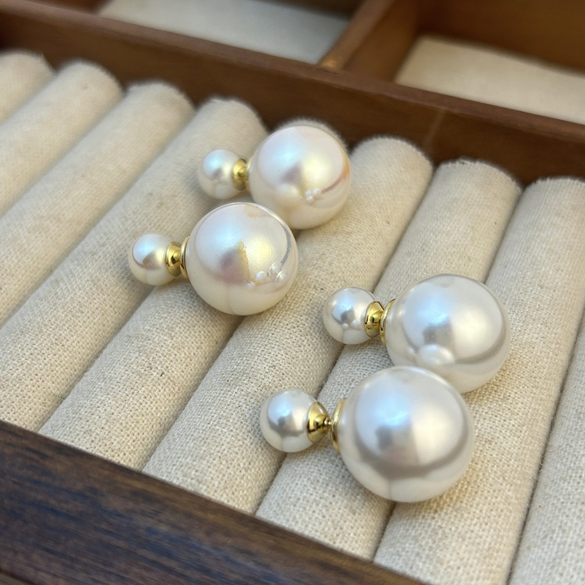 D brand front and back two-way wear double-sided size pearl stud earrings for women 2025 new earrings ear accessories