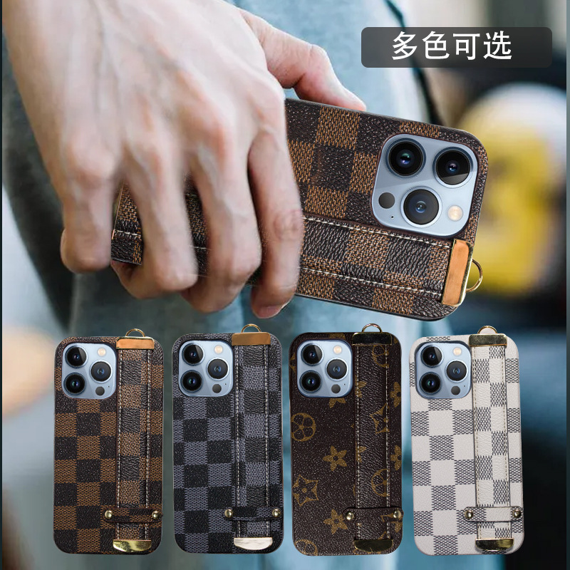 Applicable iPhone 13 phone case leather Apple 13 Pro Max wrist strap wrist protective case XR