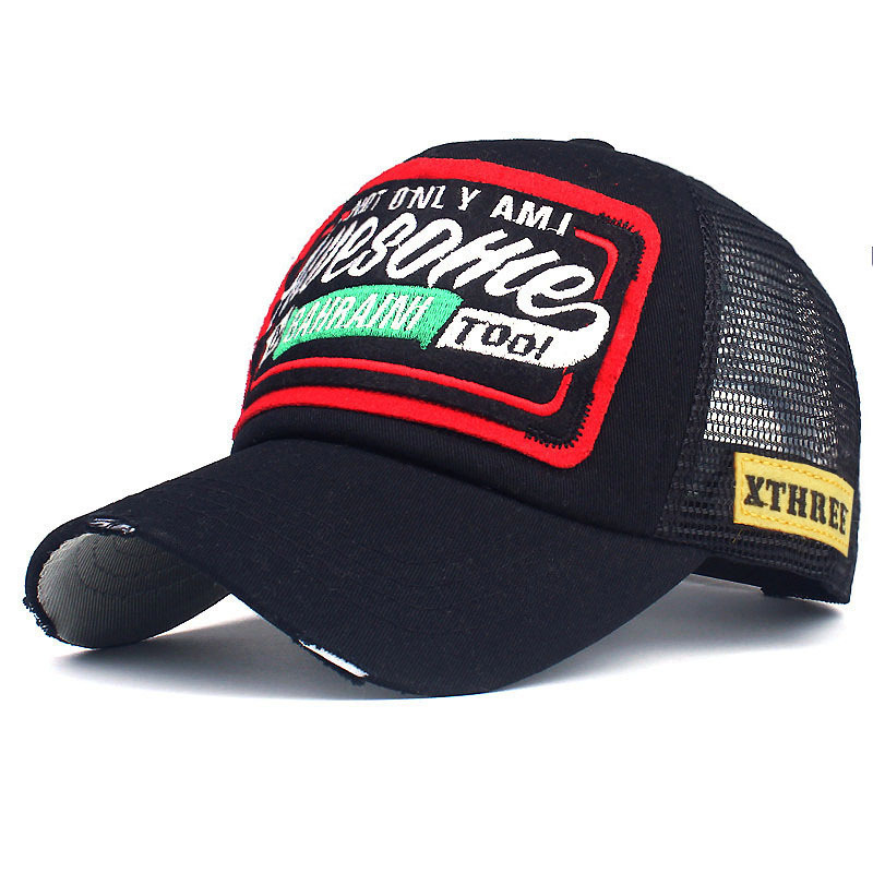 New patch baseball mesh cap with Awesohle letter embroidery for men and women