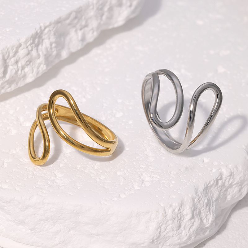 Stainless steel ring women simple style niche line open ring titanium steel ring hand jewelry