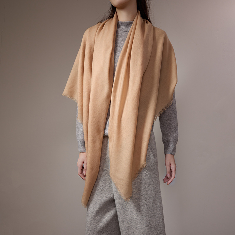 Inner Mongolia direct purchase 80s Australian wool scarf plain color shawl solid color cape two-in-one lightweight