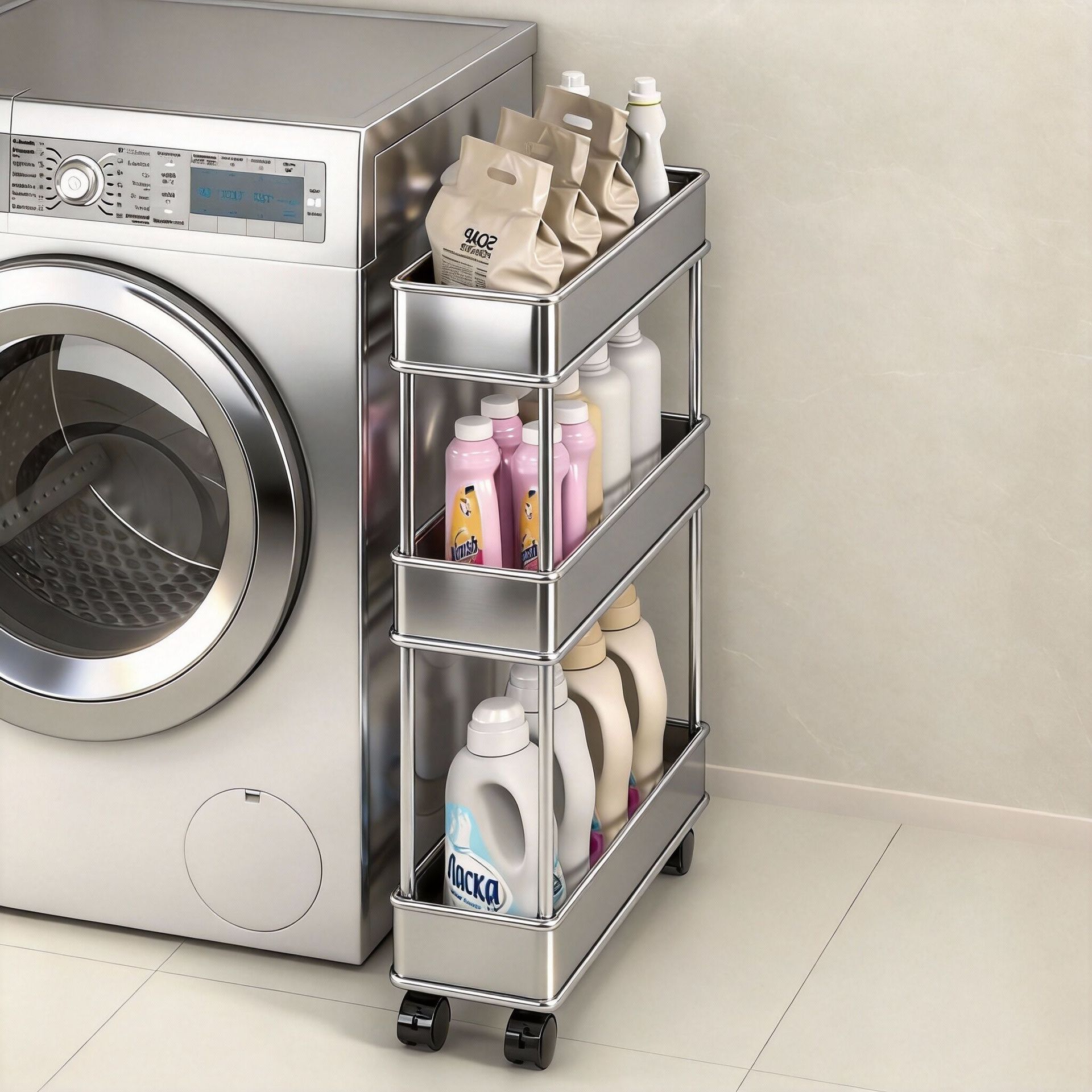 Bathroom Storage Rack, Door Gap Organizer, Narrow Shelf, Multi-layer Bathroom Organizer, Small Trolley