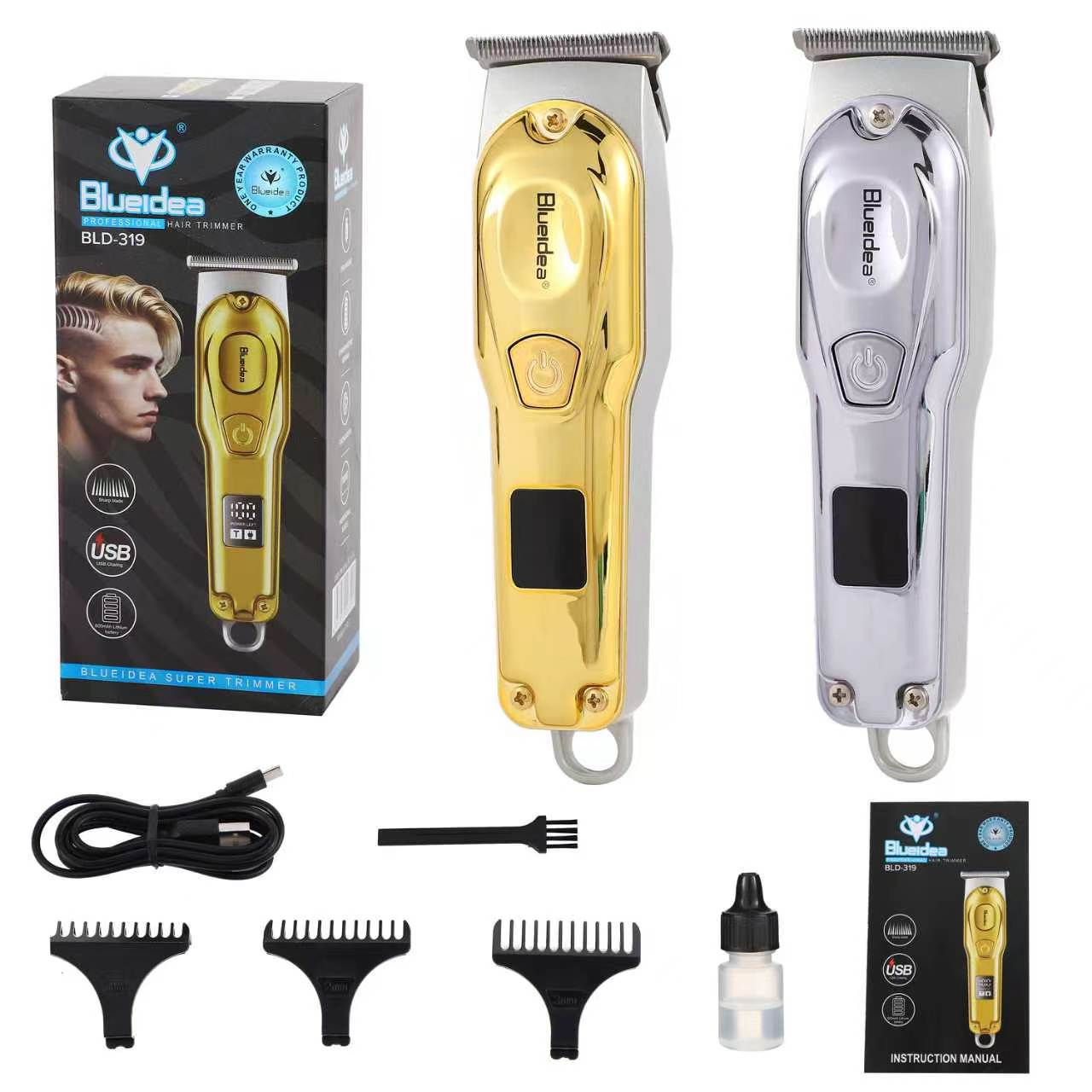 BLD-319 Digital Display Hair Clipper with Guide Comb USB Charging Home Barber Professional Styling Hair Trimmer