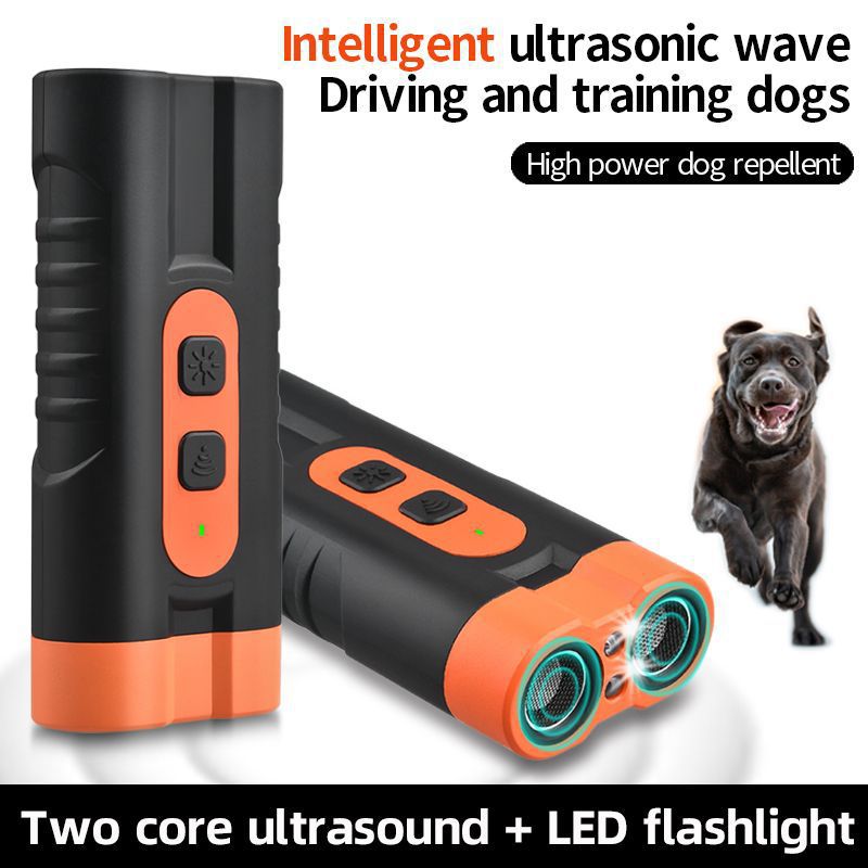 2025 New Dog Repeller Ultrasonic Dual-Head Sonic Bark Stopper Flashlight Dog Repellent Pet