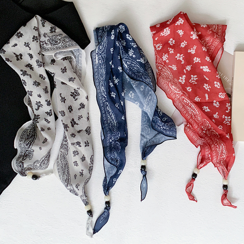 Scarf triangular scarf, elegant accessory thin neck-tie headscarf multi-use