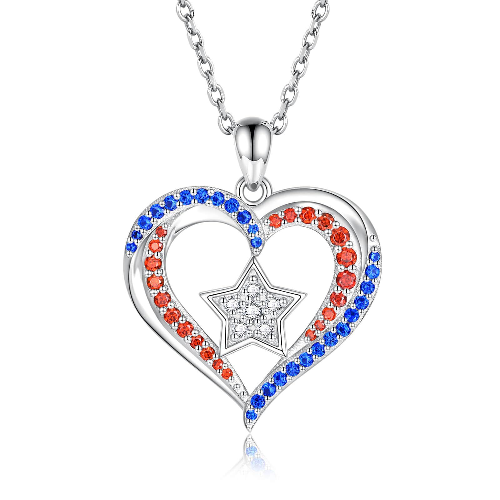 American Flag Necklace Rhinestone Necklace - July 4th Bracelet - Independence Day
