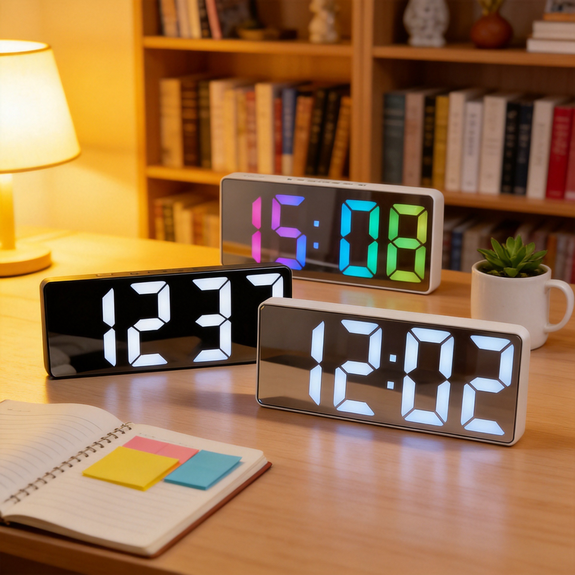 Simple large screen alarm clock LED mirror electronic multi-function student clock