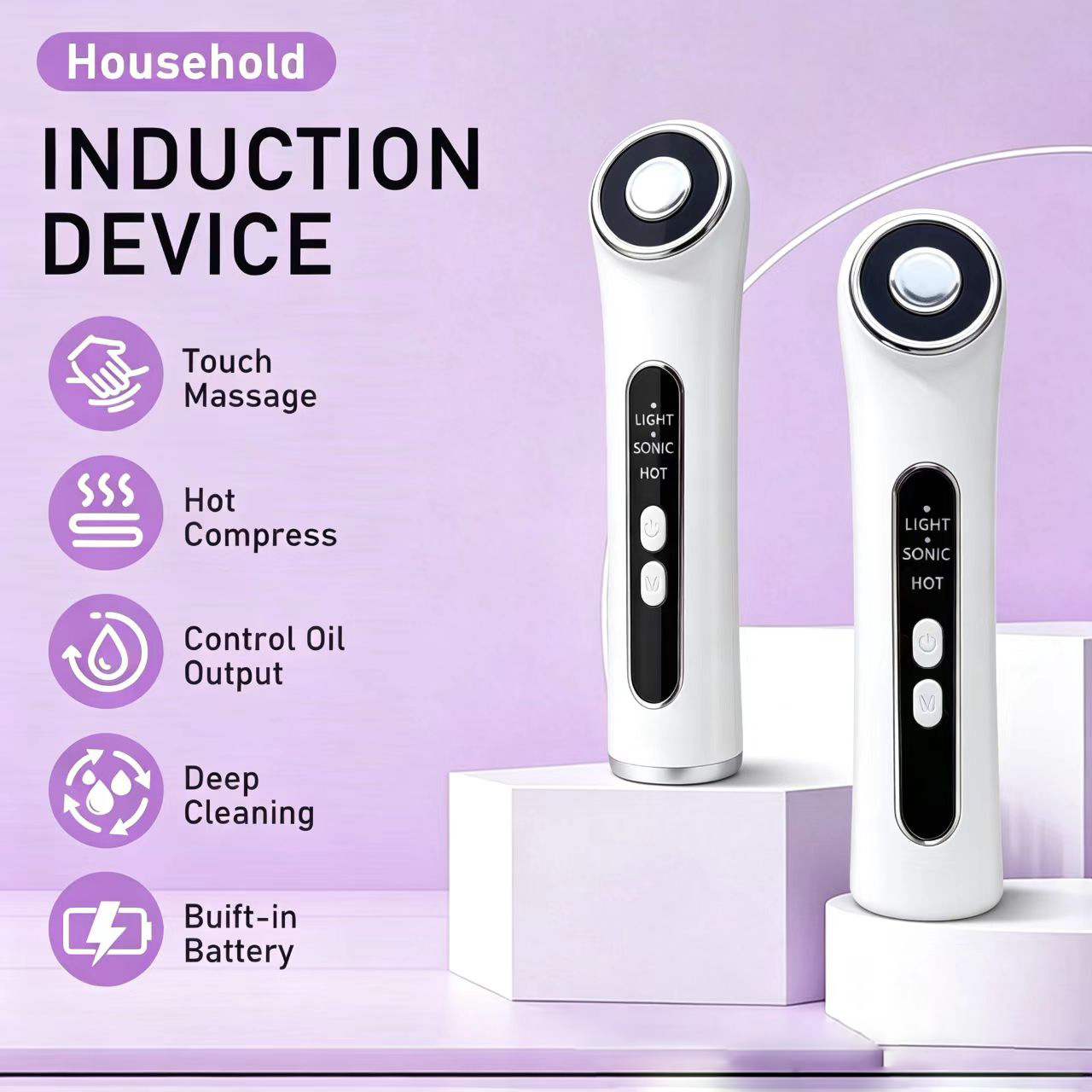 Beauty device facial massage ice compress导入仪 red light skin rejuvenation lifting and firming exclusive supply