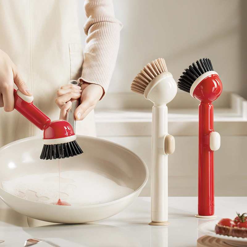 Patent Multifunctional Long Handle Liquid Adding Cleaning Brush Home Washing Dishes Washing Pot Brush Not Damage Pot Not Dirty Hands