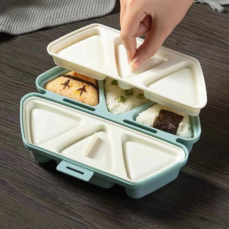 triangle rice ball mold Japanese 6-grid rice ball mold lunch box baby food bento box foldable portable
