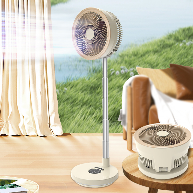 2026 New USB Charging Swivel Table and Floor Two-in-One Folding Fan Silent High Air Volume Air Circulation Fan