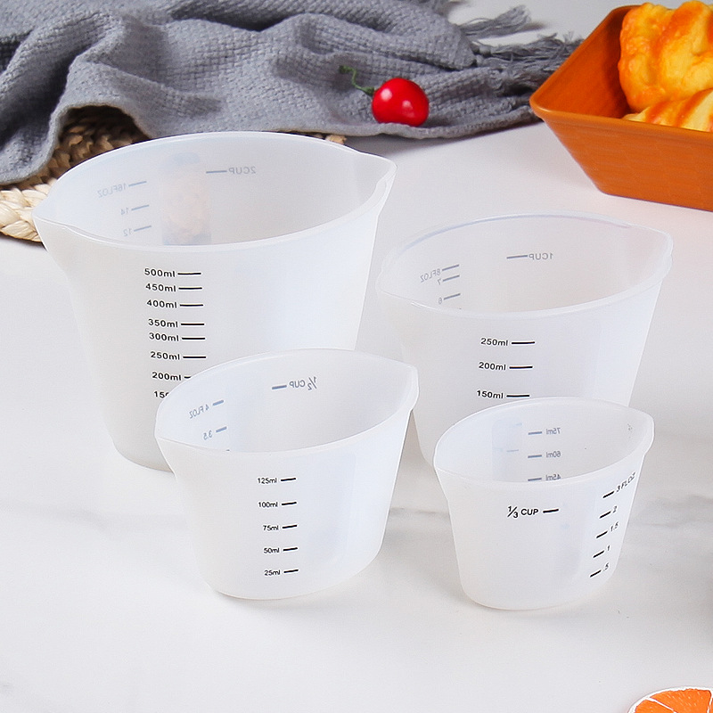 High temperature resistant silicone measuring cup 125ml 250ml liquid measuring cup set graduated measuring cup kitchen baking tool