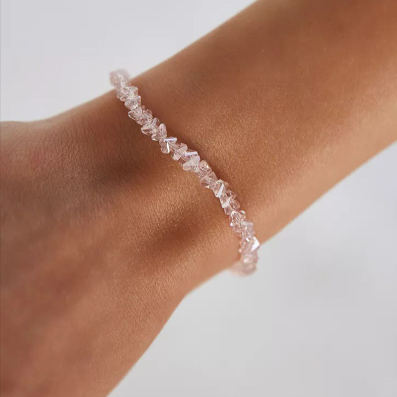Rongshang Faceted Triangular Crystal Glass Beaded Bracelet for Women Sparkling Hand Ornament for Women Accessory