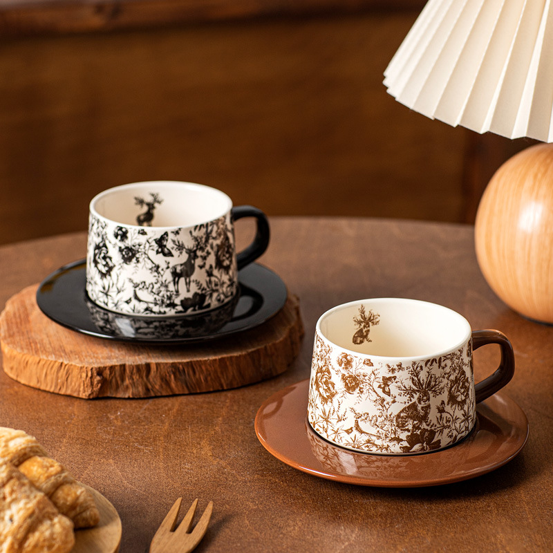 Ceramic coffee cup coffee cup saucer vintage style commercial milk cup couple coffee cup saucer