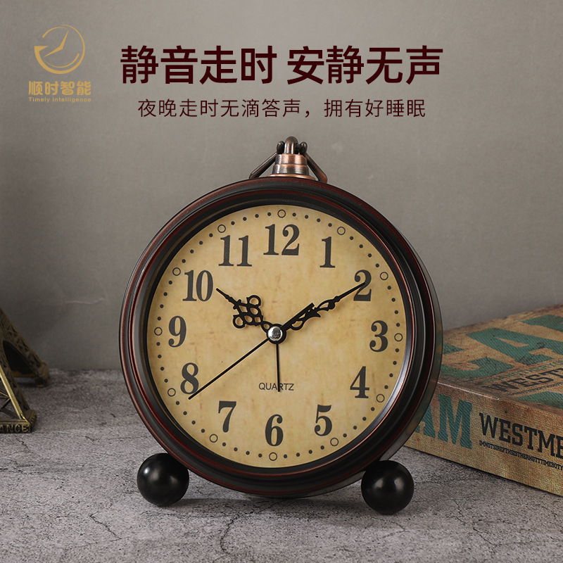 Alarm clock desktop table clock ornament desk clock silent old man clock bedroom clock desk clock