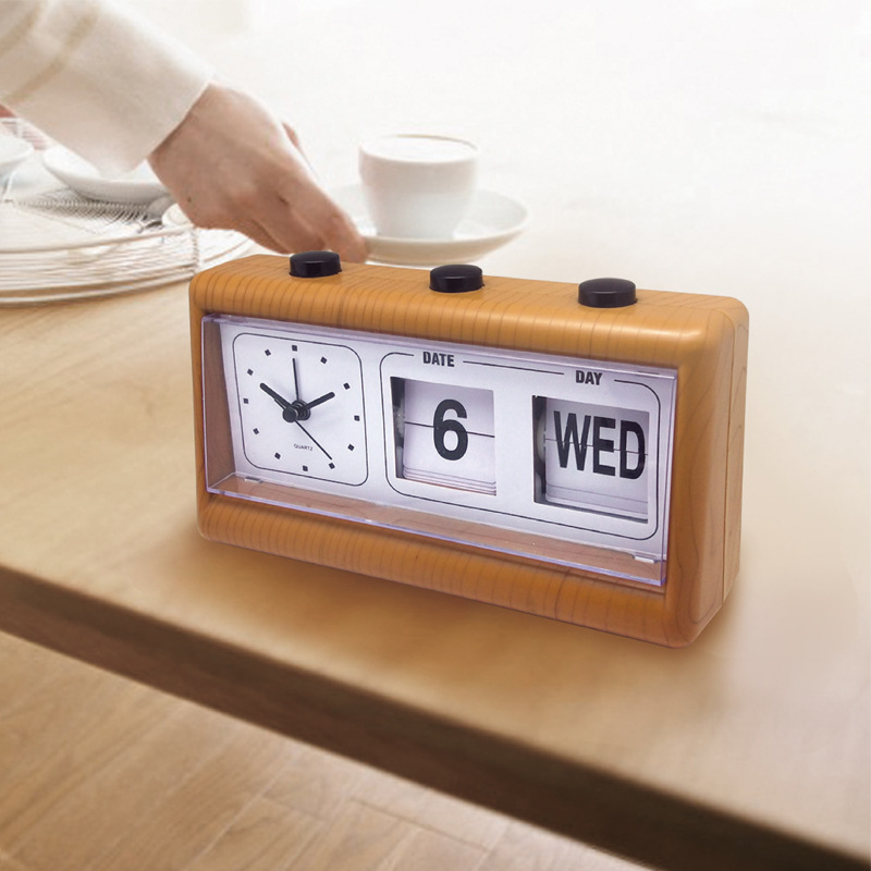 Children's Flip Clock Multi-function Jump Calendar Alarm Clock Calendar Clock Manual Perpetual Calendar Flip Alarm Clock Student Paper Needle Alarm Clock