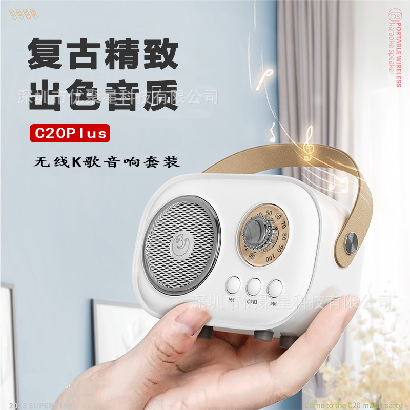 C20plus Speaker Wireless Bluetooth Speaker Microphone All-in-One Children's KTV Microphone Gift for Girls Bass