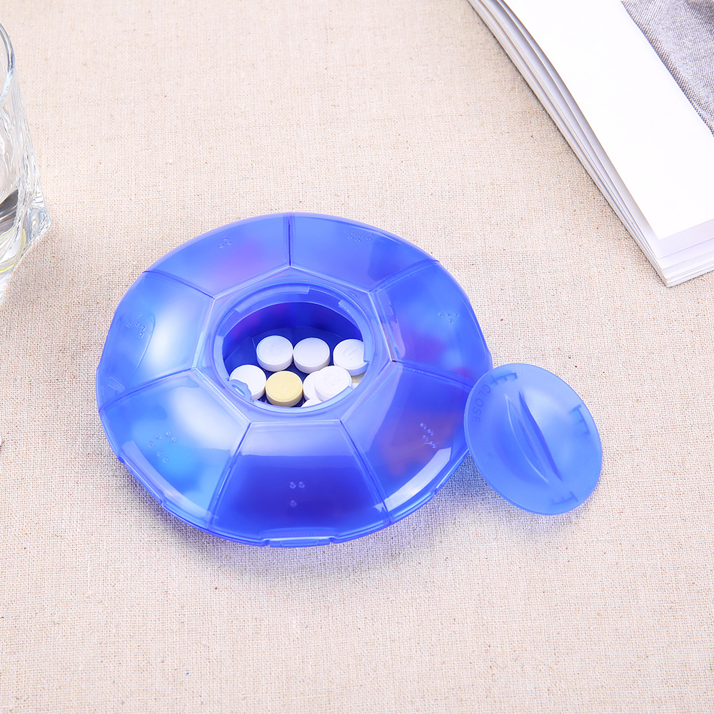 Travel storage pill box, cosmetic storage, round eight-grid organizer box, transparent plastic medicine box, storage, portable