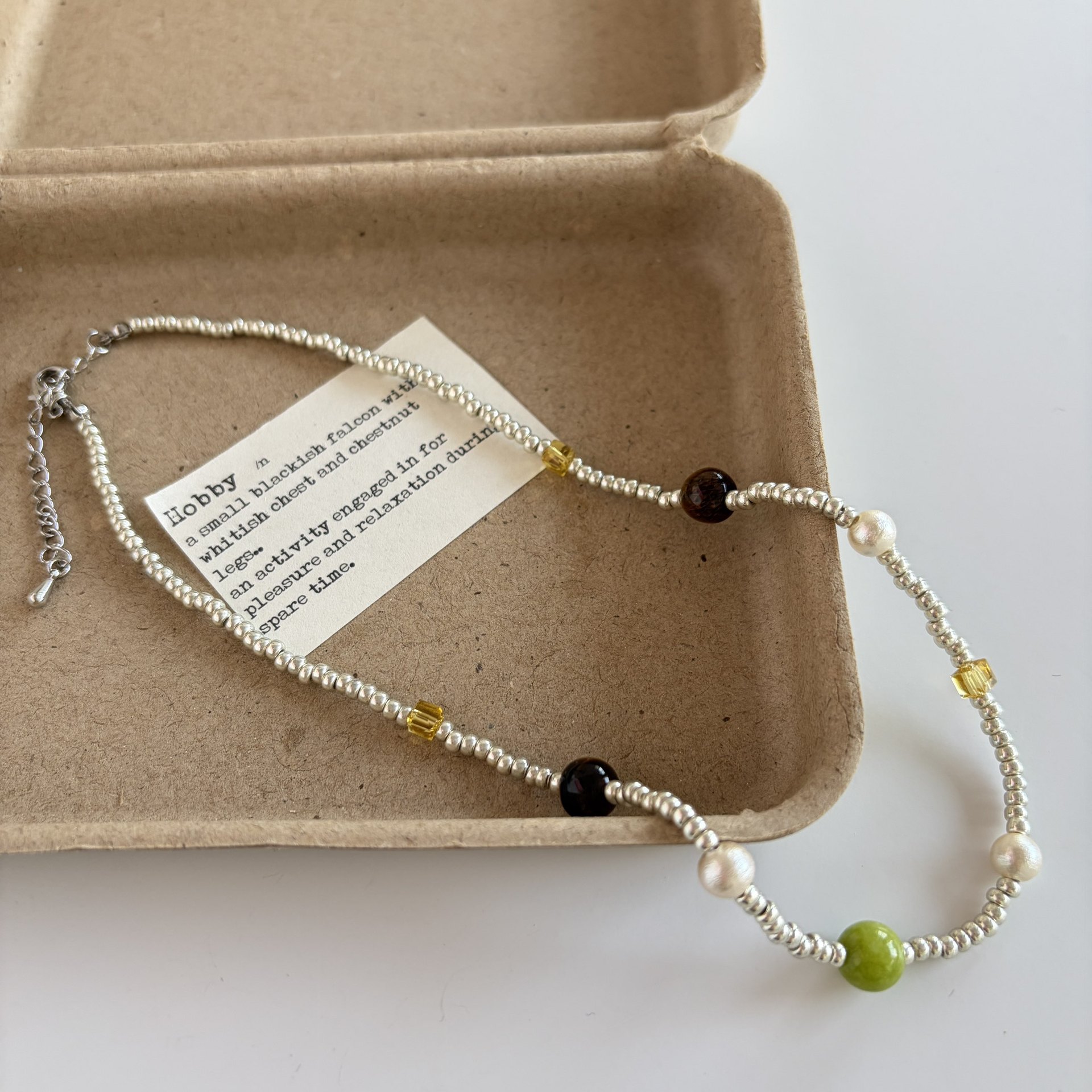 Natural Stone Tiger Eye Japanese Imported Seed Bead Handmade Beaded Necklace for Women Vacation Style Layering Choker Chain