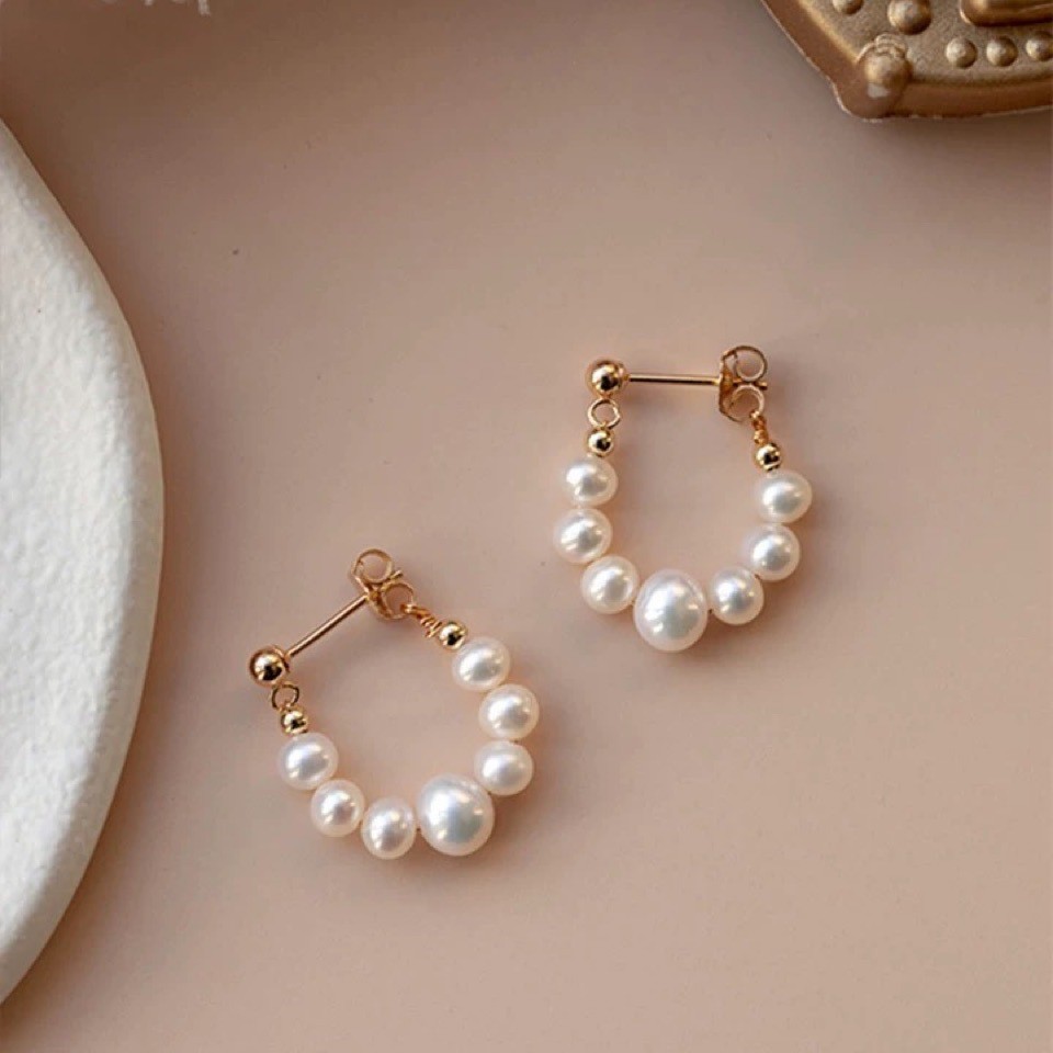 Aesthetics! Natural freshwater pearl 14K gold-filled earrings, minimalist and niche ear accessories