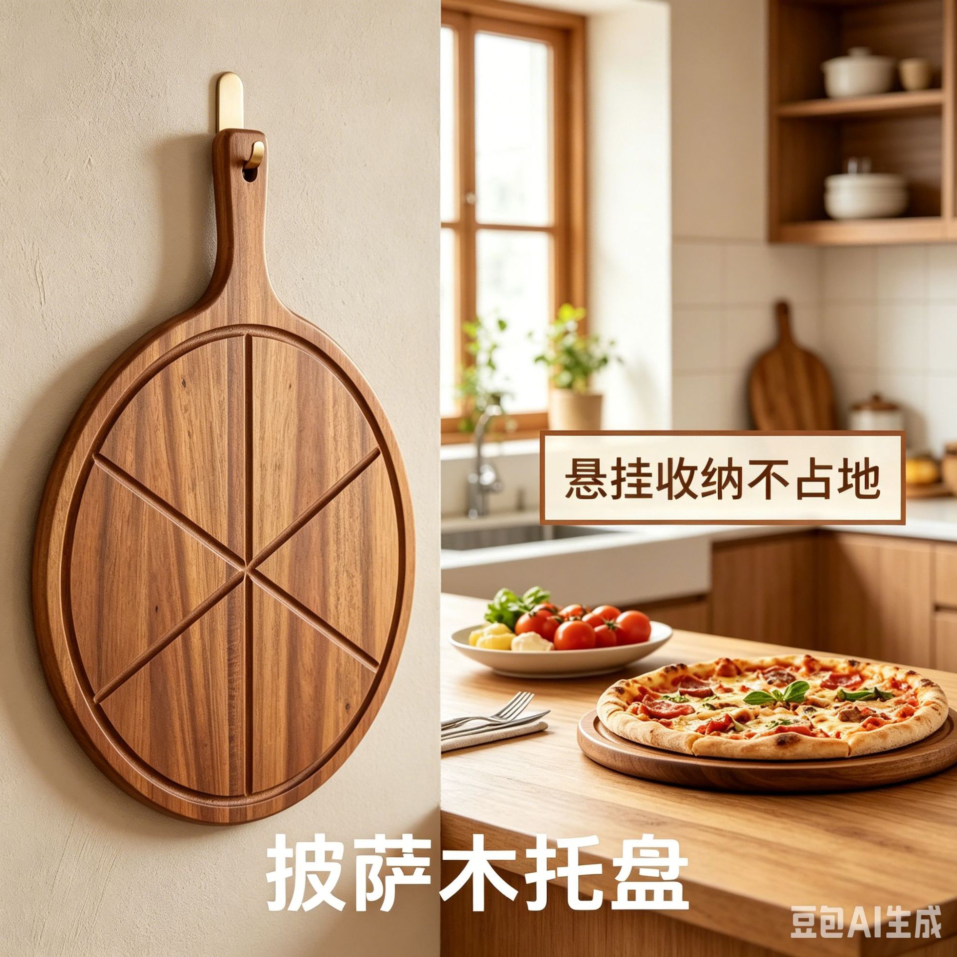 Acacia wood pizza tray commercial Western restaurant steak bread tray solid wood cake serving plate household baking wooden tray