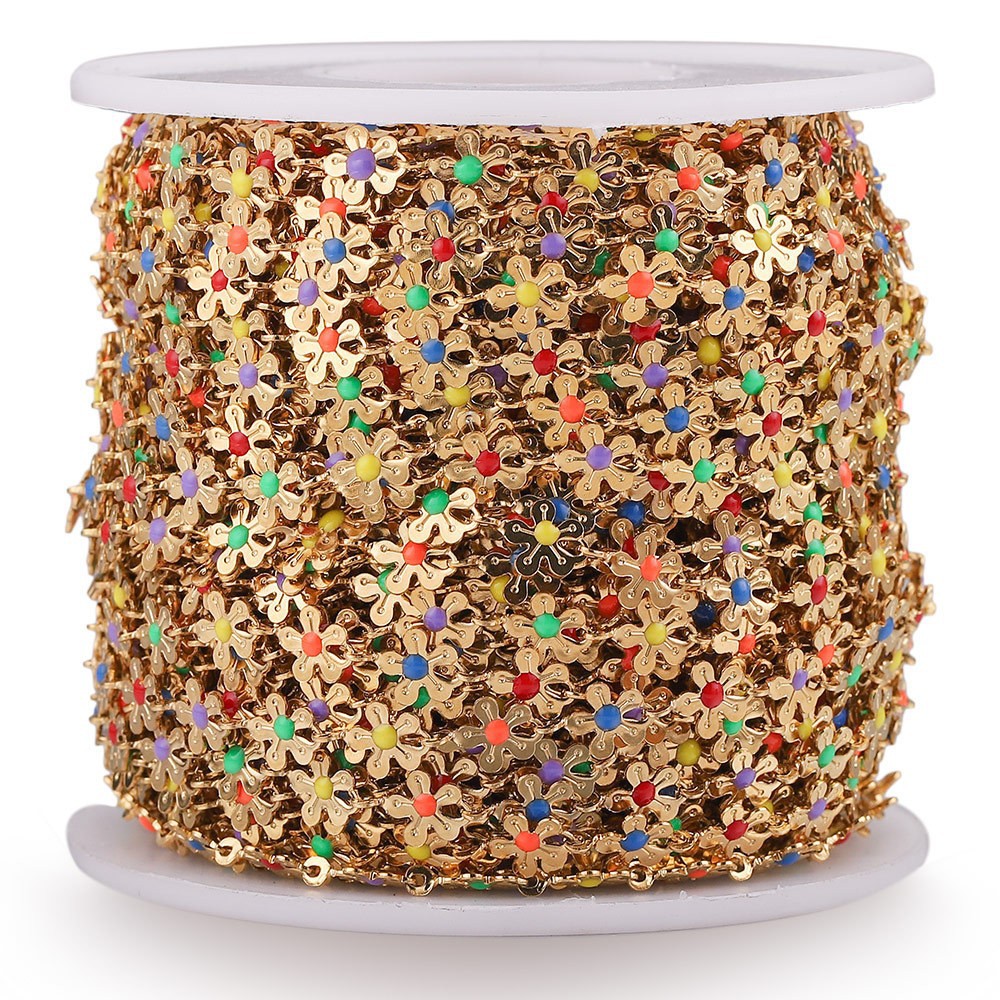 Copper Chain Oil-Drop Mixed Color Flower Chain Daisy Handmade Chain Bracelet DIY Accessories Chain