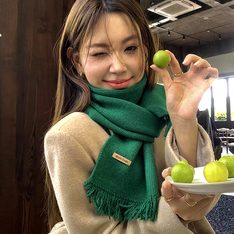 Autumn and winter tassel knitted scarf warm student instant noodle scarf