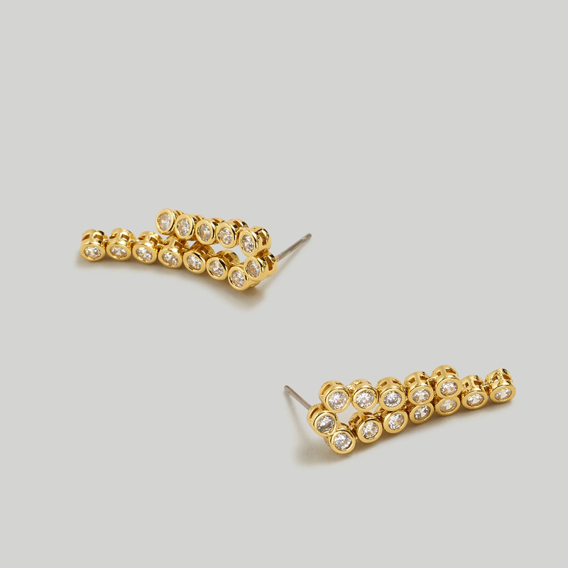 Exquisite ear studs new 925 silver needle inlaid with gemstones