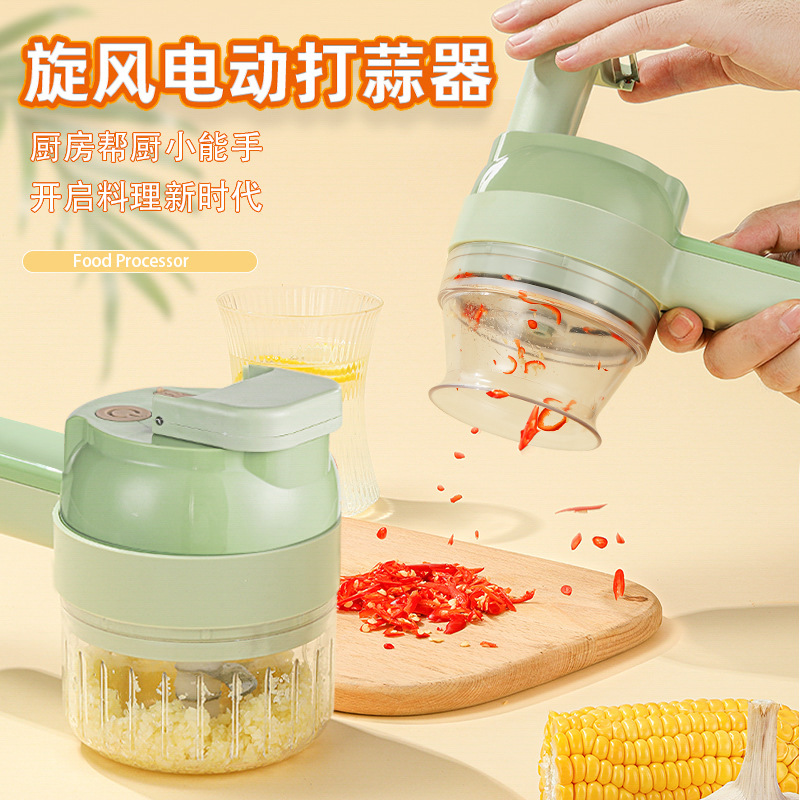 Multifunctional Vegetable Cutter, Wireless Electric Garlic Chopper, Ingredient Baby Food Processor, Scallion Cutter Handheld Gatling Food Processor
