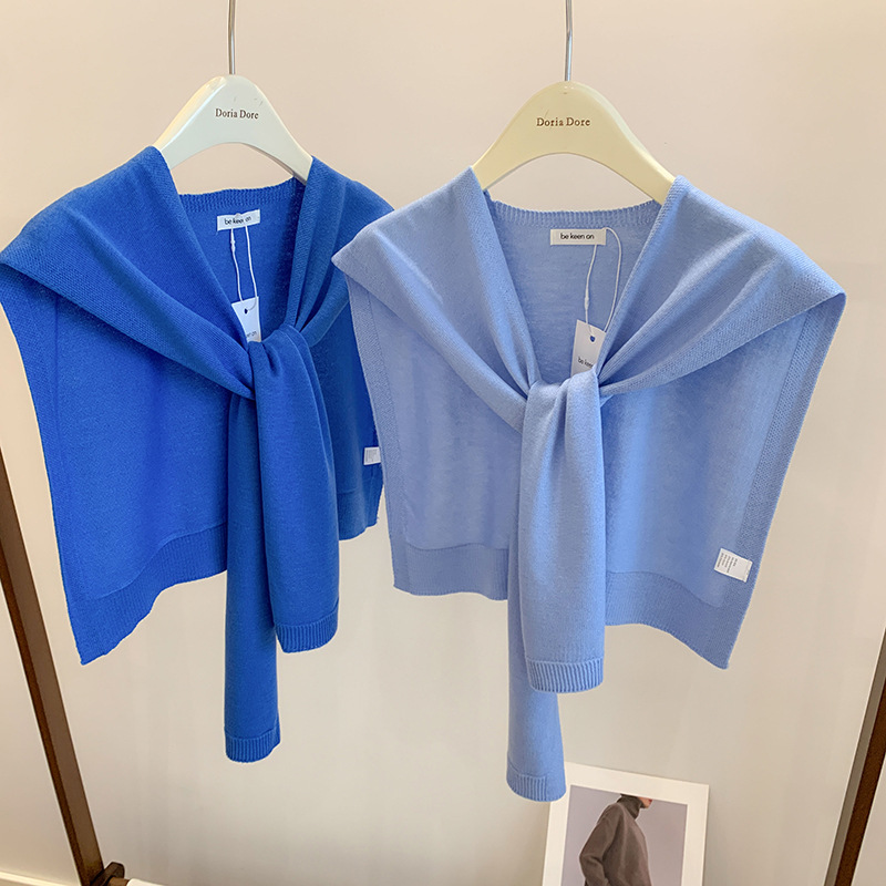 Outer layer small cape shawl, summer thin solid color sunscreen air-conditioned room shoulder cape