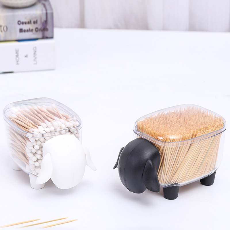 little sheep storage jar plastic desktop organizer toothpick cotton swab box