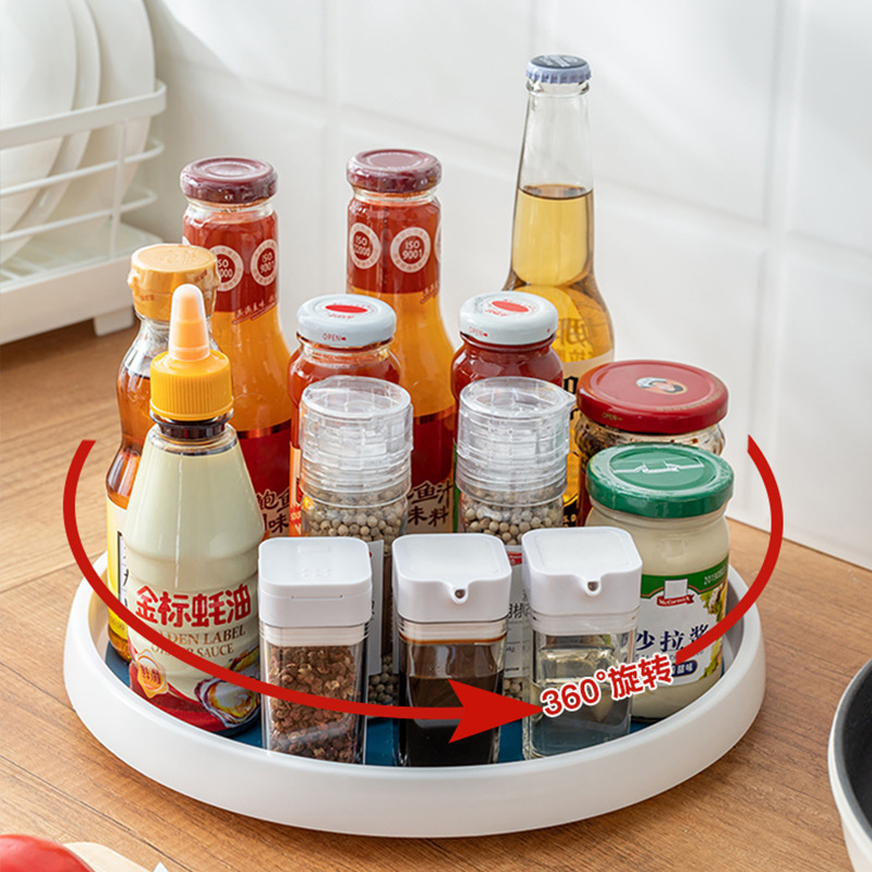 Multifunctional Kitchen Spice Rack Countertop Rotatable Seasoning Storage Organizer
