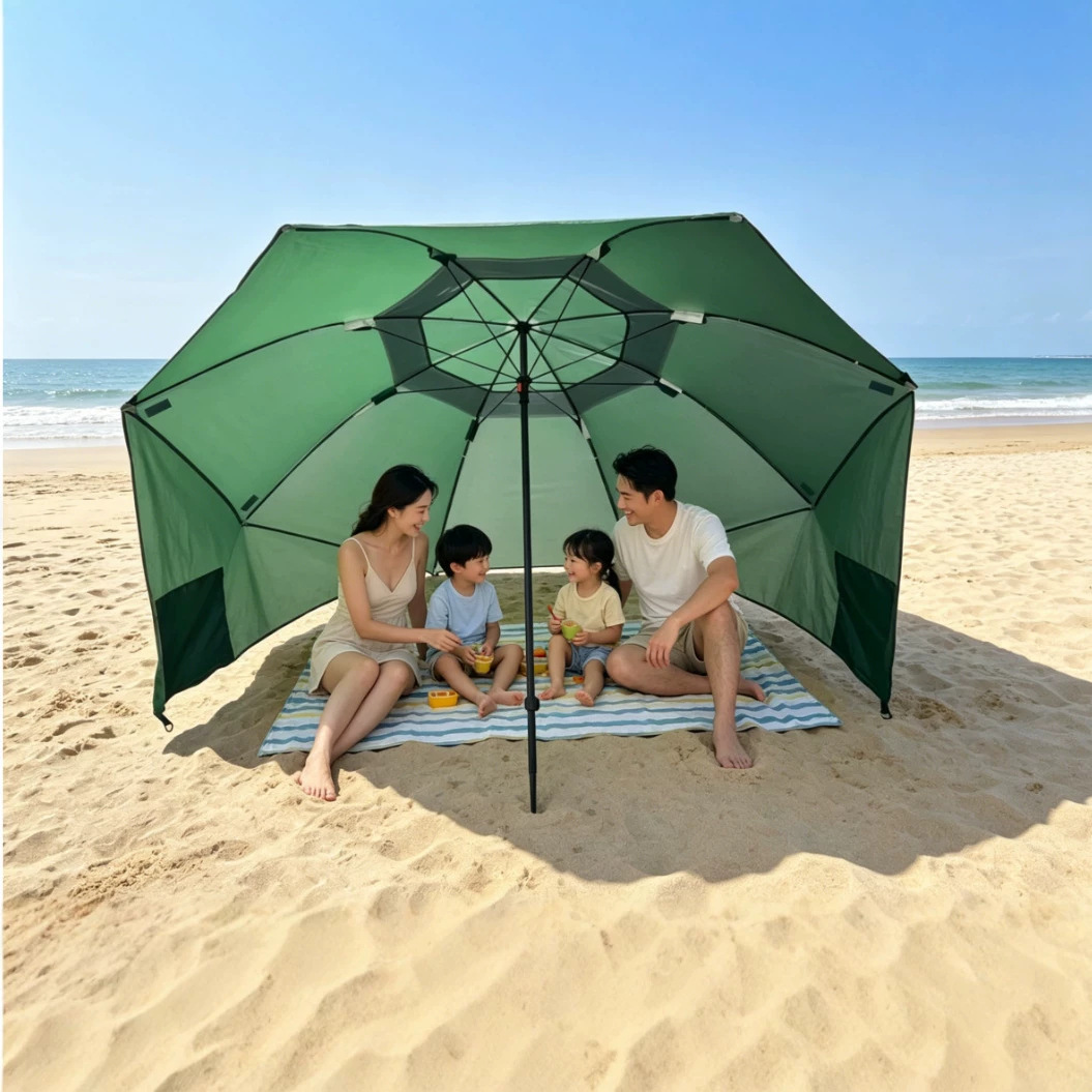 2.4m portable beach tent umbrella multifunctional canopy camping team canopy large fishing umbrella sunshade canopy