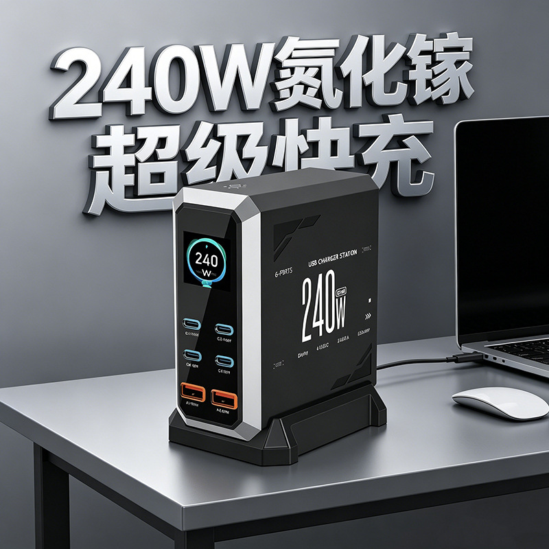 240W GaN Multi-Port USB Charger GaN Charger Multi-Port High Power Desktop Charging Station
