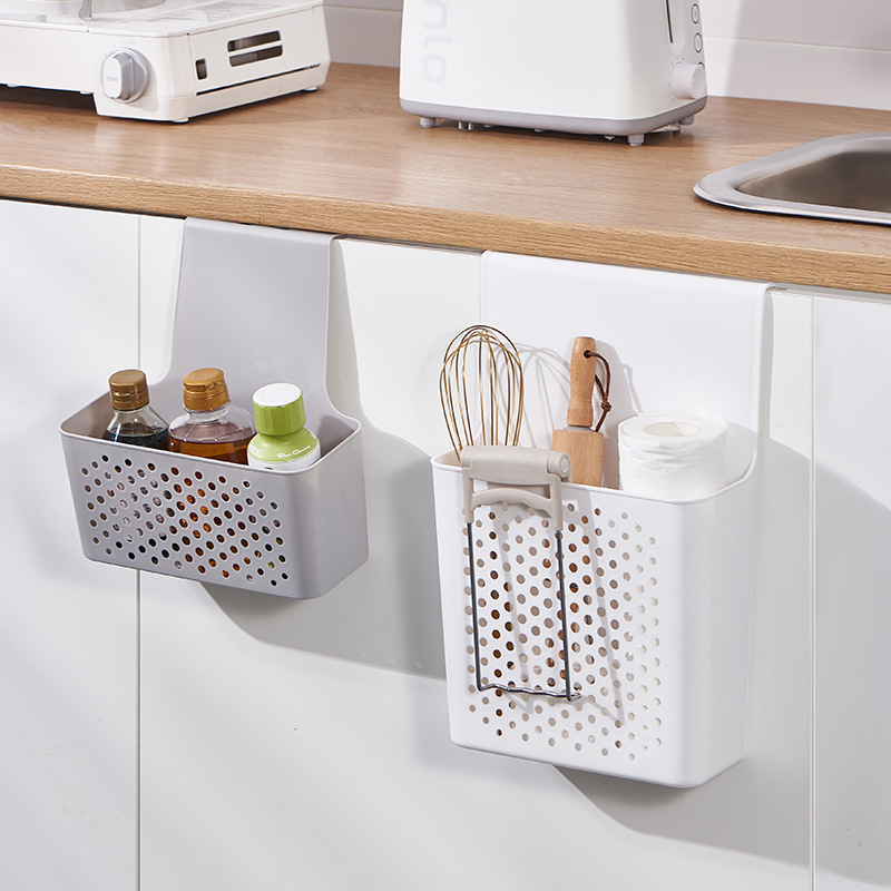 New cabinet door storage box, wall-mounted ginger garlic seasoning basket, kitchen storage rack, household supplies