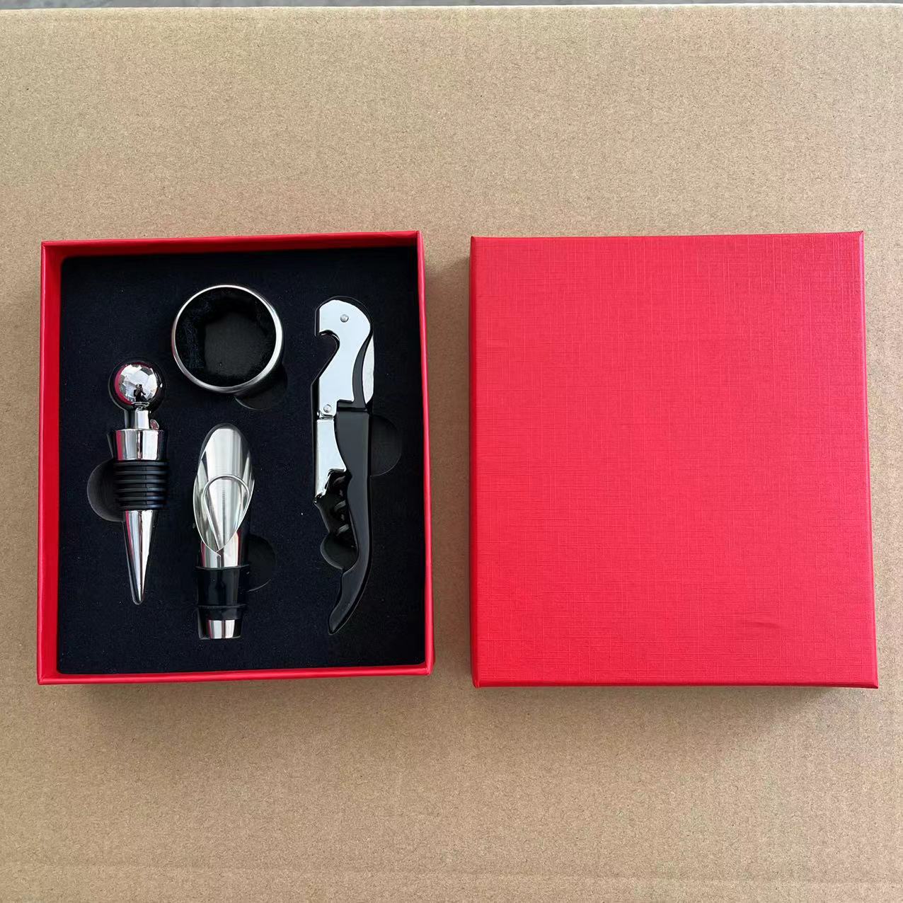 Red Wine Tool Wine Gift Box Set Four-Piece Set Paper Box Set Red Wine Gift Box