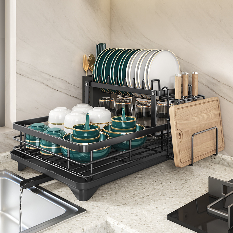 Kitchen Shelving Unit, Dish Rack, Multi-Tiered Bowl and Chopstick Holder, Drain Rack, Sink Dish Rack, Tableware Storage Box