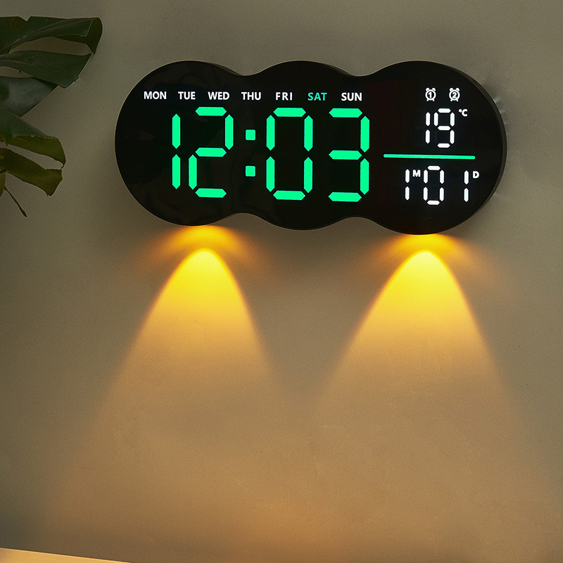 New Living Room Wall Clock Digital LED Electronic Clock with Light Multifunctional Alarm Clock Temperature with Remote Control 2808