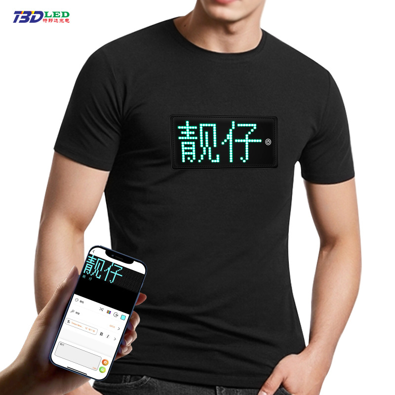 LED Light-Up Clothing for Bar Performances, 100% Cotton LED T-Shirts, Customizable LED Displays for Cell Phones, High-Brightness Displays
