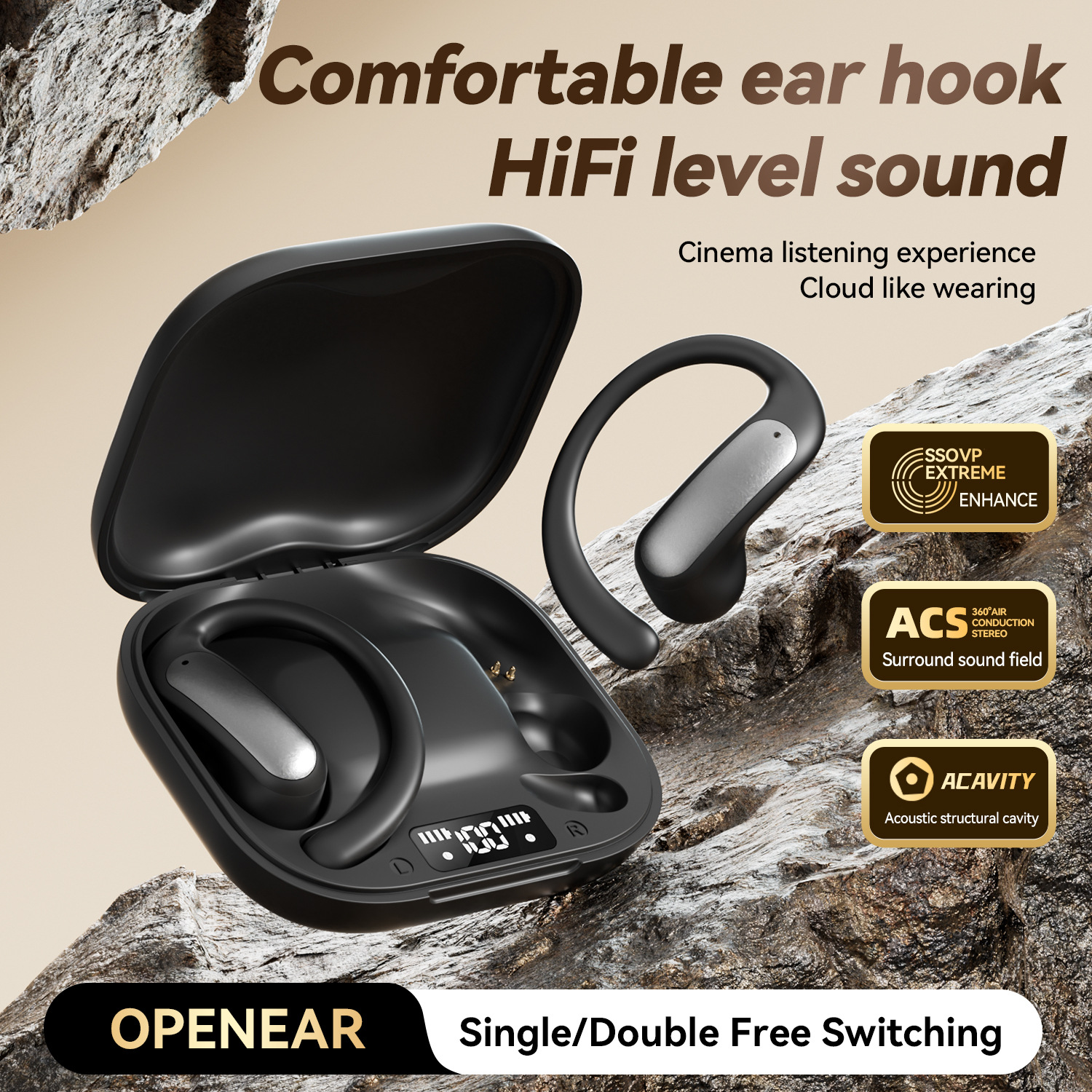 2026 New M140 Bluetooth Headset OWS Open Ear Hook Low Latency Wireless In-ear Bluetooth Headset