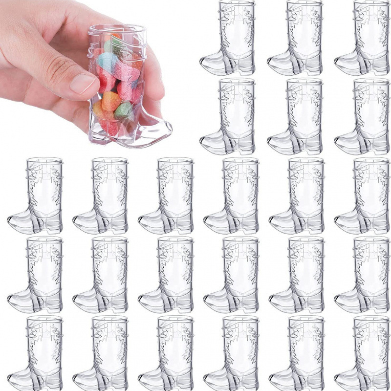 Cowboy boot plastic shot glass western cowboy theme party drink transparent small shot glass bachelor party supplies